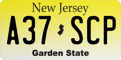 NJ license plate A37SCP