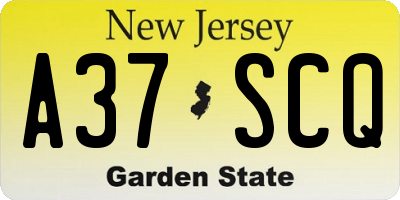 NJ license plate A37SCQ