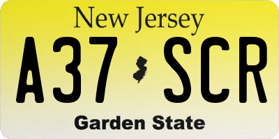 NJ license plate A37SCR
