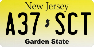 NJ license plate A37SCT