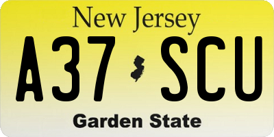 NJ license plate A37SCU