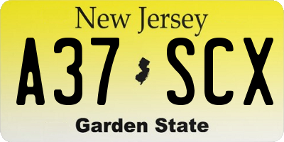 NJ license plate A37SCX