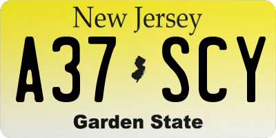 NJ license plate A37SCY