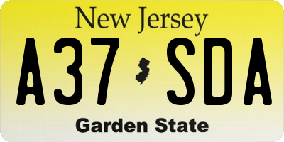 NJ license plate A37SDA