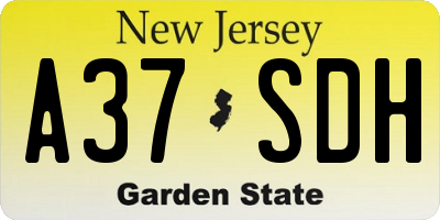 NJ license plate A37SDH
