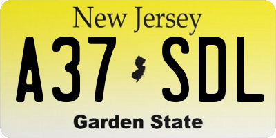 NJ license plate A37SDL