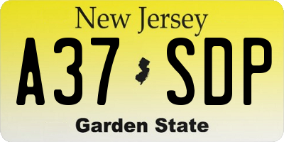 NJ license plate A37SDP