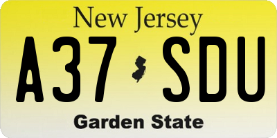 NJ license plate A37SDU