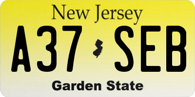 NJ license plate A37SEB
