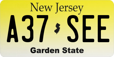 NJ license plate A37SEE