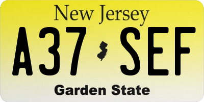 NJ license plate A37SEF
