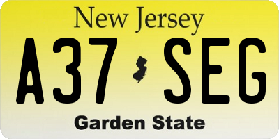 NJ license plate A37SEG