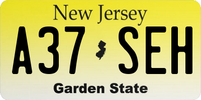 NJ license plate A37SEH