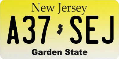 NJ license plate A37SEJ