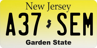 NJ license plate A37SEM