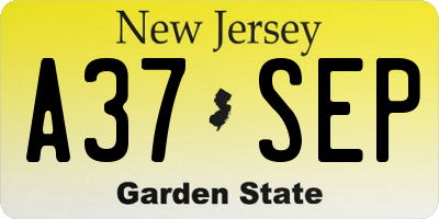 NJ license plate A37SEP