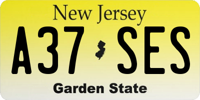 NJ license plate A37SES