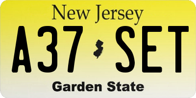 NJ license plate A37SET