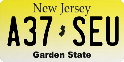 NJ license plate A37SEU