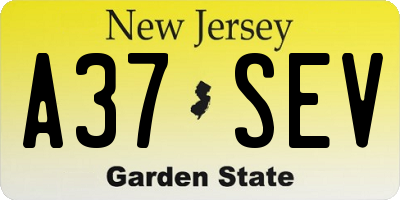 NJ license plate A37SEV