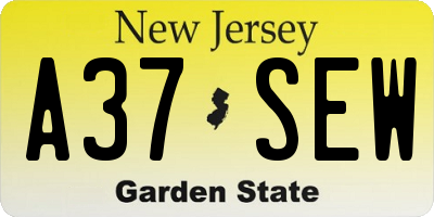 NJ license plate A37SEW