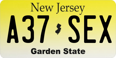 NJ license plate A37SEX