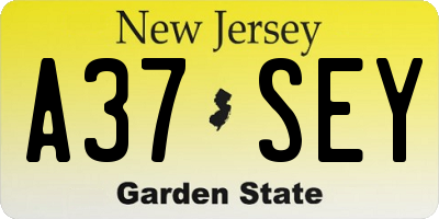 NJ license plate A37SEY