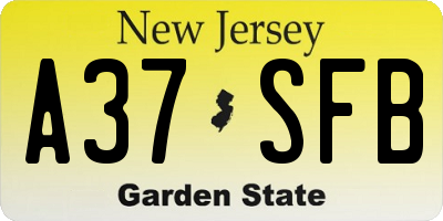 NJ license plate A37SFB