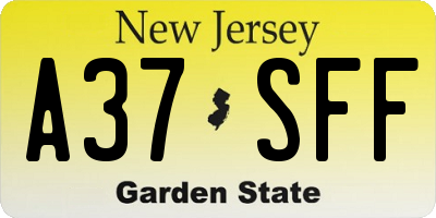 NJ license plate A37SFF