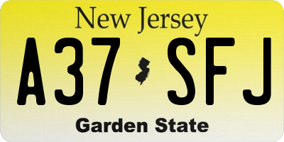 NJ license plate A37SFJ