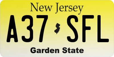 NJ license plate A37SFL