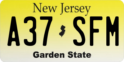 NJ license plate A37SFM