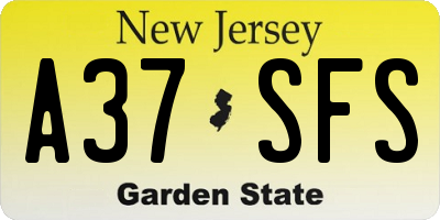 NJ license plate A37SFS
