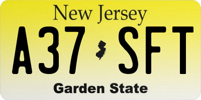 NJ license plate A37SFT