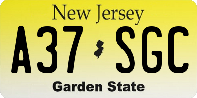 NJ license plate A37SGC