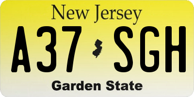 NJ license plate A37SGH