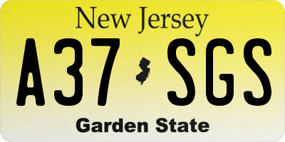 NJ license plate A37SGS