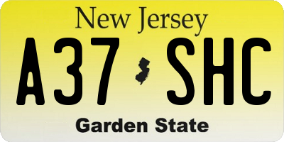NJ license plate A37SHC