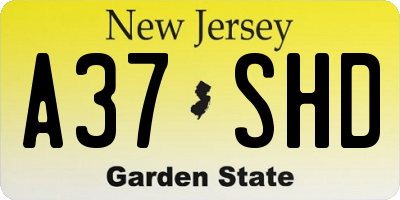 NJ license plate A37SHD