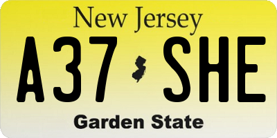 NJ license plate A37SHE