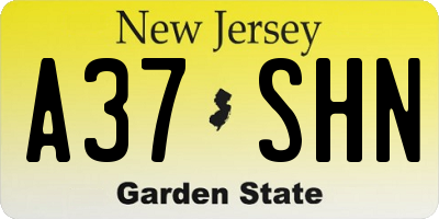NJ license plate A37SHN