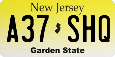 NJ license plate A37SHQ