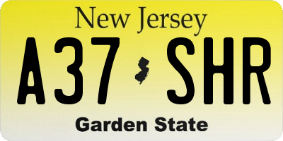 NJ license plate A37SHR