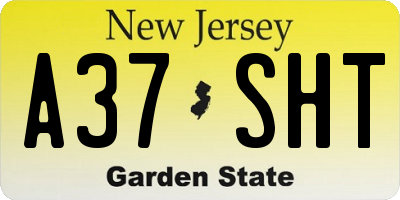 NJ license plate A37SHT