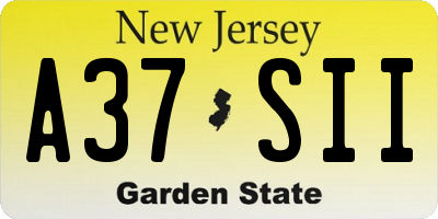 NJ license plate A37SII