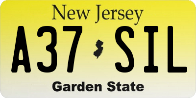 NJ license plate A37SIL