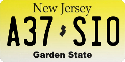 NJ license plate A37SIO