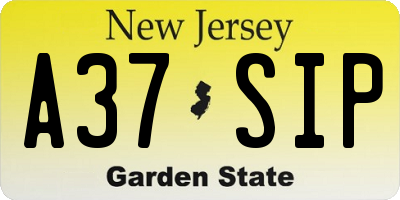NJ license plate A37SIP