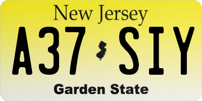 NJ license plate A37SIY