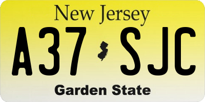NJ license plate A37SJC